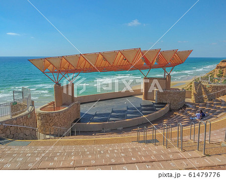 Netanya's Amphitheater above the Mediterranean Sea in the resort city of Netanya, Israel Netanya's Amphitheater above the Mediterranean Sea in the resort city of Netanya, Israel 61479776