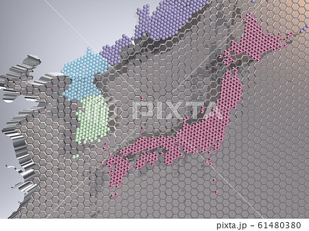 IT,ハイテク,デジタル,テクノロジー,経済,産業などをイメージした日本周辺国地図 61480380