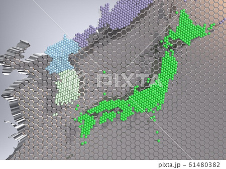 IT,ハイテク,デジタル,テクノロジー,経済,産業などをイメージした日本周辺国地図 61480382
