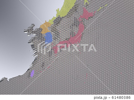 IT,ハイテク,デジタル,テクノロジー,経済,産業などをイメージした日本周辺国地図 61480386