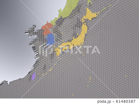 IT,ハイテク,デジタル,テクノロジー,経済,産業などをイメージした日本周辺国地図 61480387