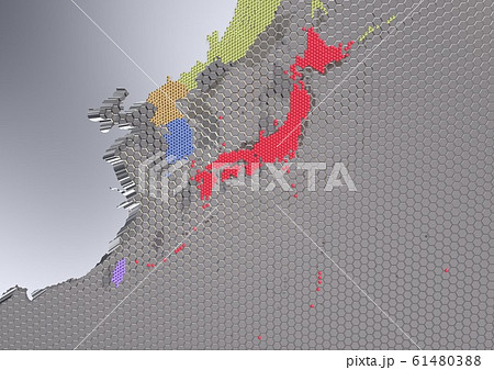 IT,ハイテク,デジタル,テクノロジー,経済,産業などをイメージした日本周辺国地図 61480388