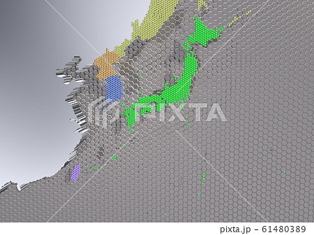 IT,ハイテク,デジタル,テクノロジー,経済,産業などをイメージした日本周辺国地図 61480389