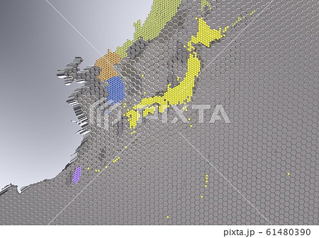 IT,ハイテク,デジタル,テクノロジー,経済,産業などをイメージした日本周辺国地図 IT,ハイテク,デジタル,テクノロジー,経済,産業などをイメージした日本周辺国地図 61480390