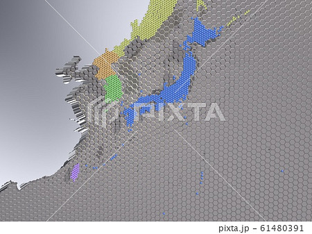 IT,ハイテク,デジタル,テクノロジー,経済,産業などをイメージした日本周辺国地図 61480391