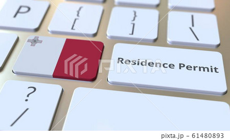 Residence Permit text and flag of Malta on the buttons on the computer keyboard. Immigration related conceptual 3D rendering Residence Permit text and flag of Malta on the buttons on the computer keyboard. Immigration related conceptual 3D rendering 61480893