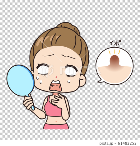 イボにショックを受ける女性の正面イラスト 上半身 イボにショックを受ける女性の正面イラスト 上半身 61482252