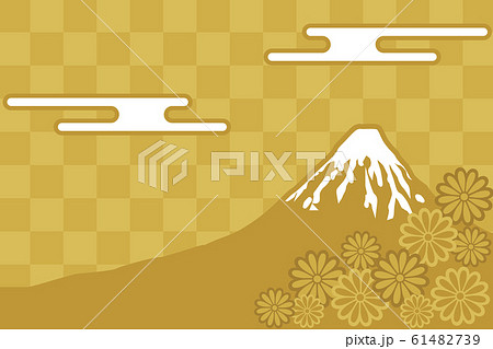 金色の神々しい富士山の和風イラストのイラスト素材