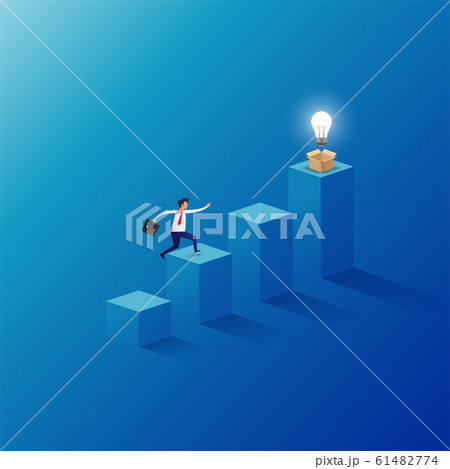 Businessman jumping to the top of the graph have 61482774