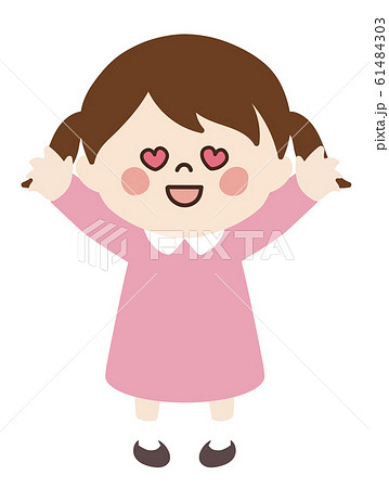 小さい女の子 全身 万歳 のイラスト素材