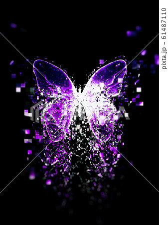 光輝く抽象的な蝶から粒子が飛び散るのイラスト素材