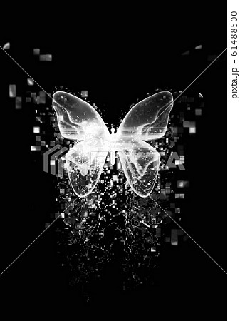 光輝く抽象的な蝶から粒子が飛び散るのイラスト素材