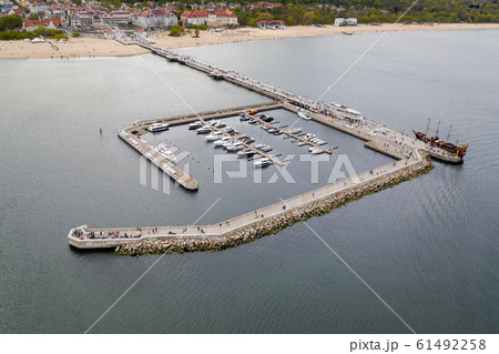 Aerial view onto famous pier in Sopot, Poland 61492258
