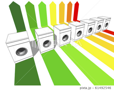 seven washing machines certified in seven energetic classes in energy rating diagram 61492546