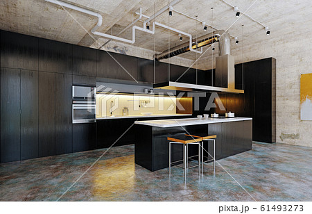 modern loft kitchen interior 61493273