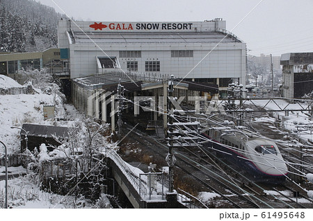冬の上越新幹線ガーラ湯沢駅とE2系電車 冬の上越新幹線ガーラ湯沢駅とE2系電車 61495648