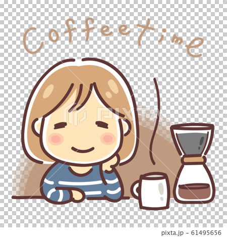 コーヒーを入れる女性のイラスト素材