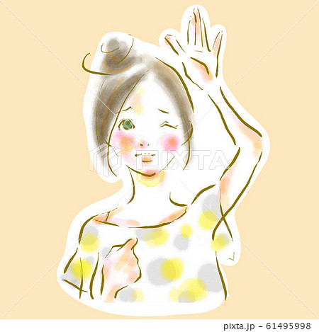 日差しに手をかざす女性 水彩のイラスト素材 61495998 Pixta
