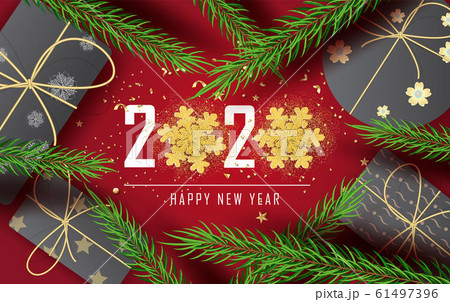 Top view Merry Christmas tree pine and New Year Top view Merry Christmas tree pine and New Year 61497396