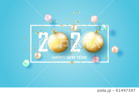 illustration of 2020 happy new year label 61497397