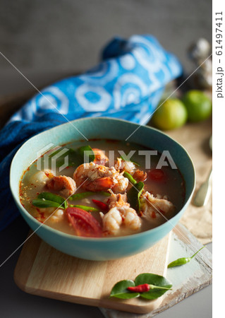 Tom Yum Kung, Spicy prawn soup.. Tom Yum Kung, Spicy prawn soup.. 61497411