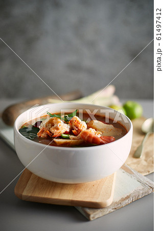 Tom Yum Kung, Spicy prawn soup.. Tom Yum Kung, Spicy prawn soup.. 61497412