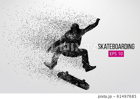 Silhouette of a skateboarder. Background and text on a separate layer, color can be changed in one click. Vector illustration Silhouette of a skateboarder. Background and text on a separate layer, color can be changed in one click. Vector illustration 61497685