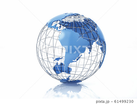 Earth globe stylized with metal grid. South 61499230