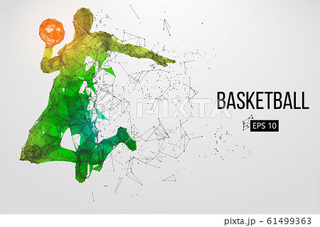 Silhouette Of A Basketball Player Dots Lines のイラスト素材