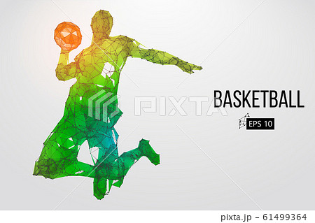 Silhouette Of A Basketball Player Dots Lines のイラスト素材