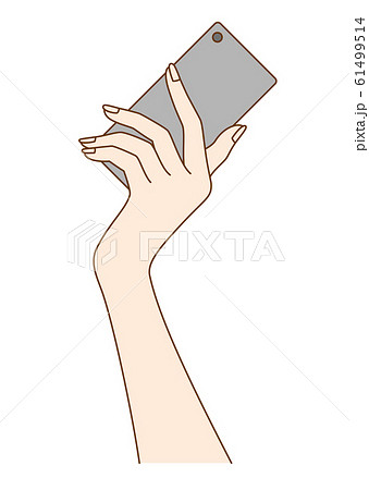 スマホを持つ女性の手元のイラスト素材