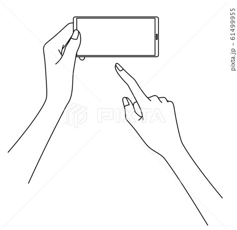 スマホを持つ女性の手元のイラスト素材
