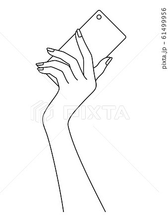 スマホを持つ女性の手元のイラスト素材