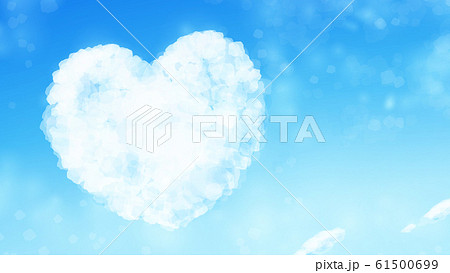 ハートの雲と空の背景イラスト 16 9のイラスト素材