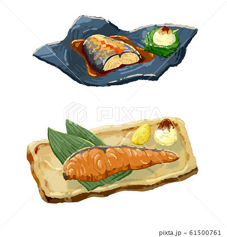 魚 鮭 鯖 定食 料理1のイラスト素材