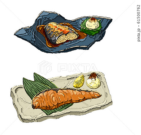 魚 鮭 鯖 定食 料理2のイラスト素材
