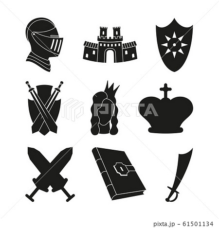 9 black and white fairytale icons 61501134