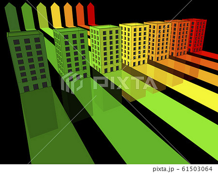 seven apartment houses or office buildings certified in seven energetic classes in energy rating diagram 61503064