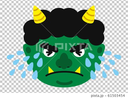 イラスト 鬼 おに オニ 節分 豆まき 素材 表情 顔 緑鬼 ミドリオニ 緑 みどり ベクター有 のイラスト素材
