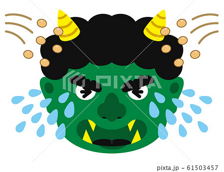 イラスト：鬼 おに オニ 節分 豆まき 素材 表情 顔 緑鬼 ミドリオニ 緑 みどり（ベクター有）のイラスト素材 [61503457] - PIXTA