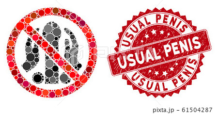 Collage Not Masturbate Icon with Textured Usual Penis Seal 61504287