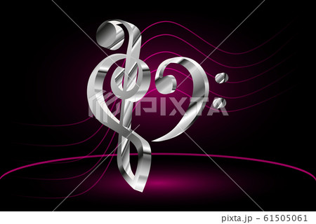 Music note stave and heart violin and bass clef, Music note stave and heart violin and bass clef, 61505061