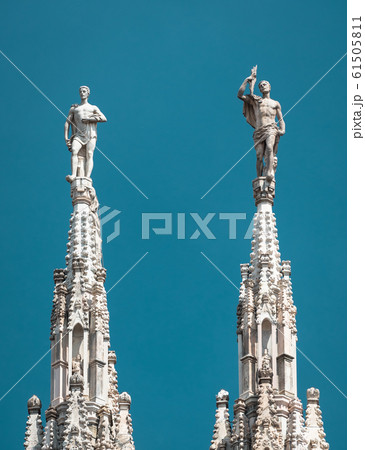 Milan Cathedral close-up, Italy. Detail of luxury Milan Cathedral close-up, Italy. Detail of luxury 61505811
