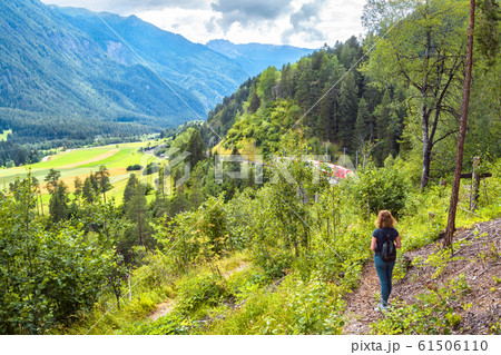 Alpine landscape in summer, Filisur, Switzerland. 61506110