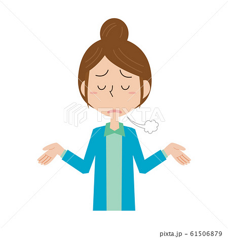 女性 主婦 おかあさん 上半身 溜息 落ち込む 表情 ポーズ お手上げ あきらめるのイラスト素材 女性 主婦 おかあさん 上半身 溜息 落ち込む 表情 ポーズ お手上げ あきらめるのイラスト素材