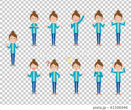 Woman mom housewife emotion pose set Woman mom housewife emotion pose set 61506946