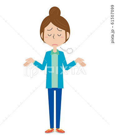 女性 主婦 おかあさん 全身 溜息 落ち込む 表情 ポーズ お手上げ あきらめる 女性 主婦 おかあさん 全身 溜息 落ち込む 表情 ポーズ お手上げ あきらめる 61507099