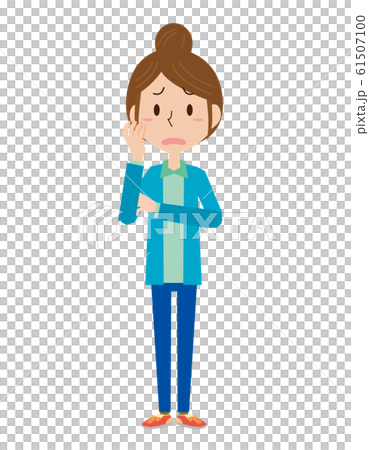 Woman, housewife, mom, whole body, worried, facial expression, pose Woman, housewife, mom, whole body, worried, facial expression, pose 61507100