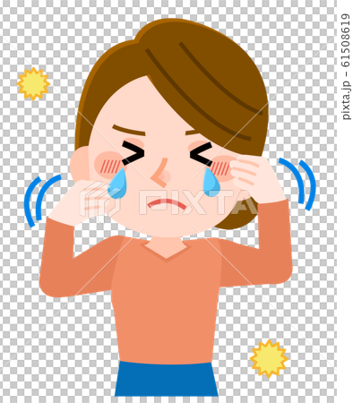 Hay fever symptoms eye itch woman illustration 61508619