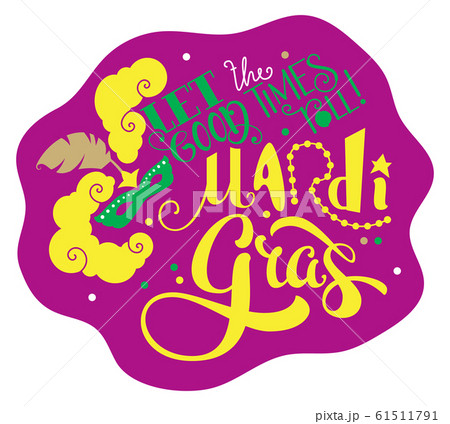 Let the good times roll Mardi Gras lettering text greeting card 61511791